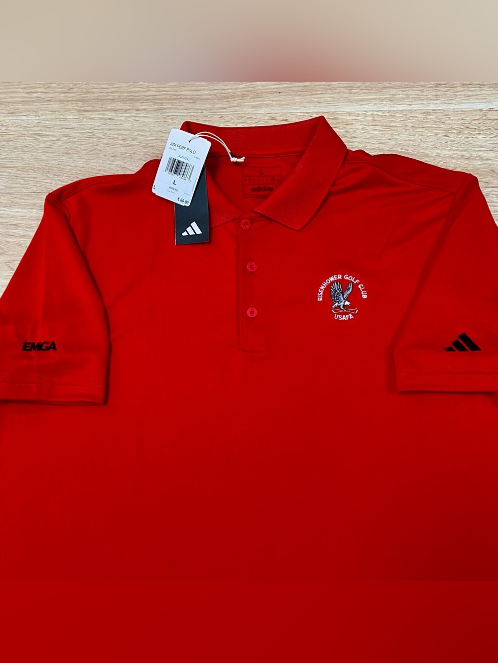 Adidas Air Force Falcons Polo Men’s L Red Eisenhower Golf Club Short Sleeve EMGA